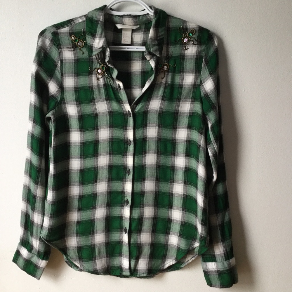 Green plaid button up